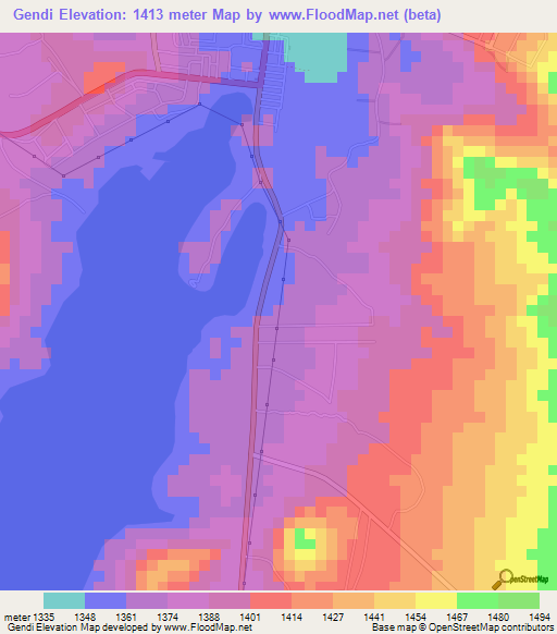 Gendi,Tanzania Elevation Map