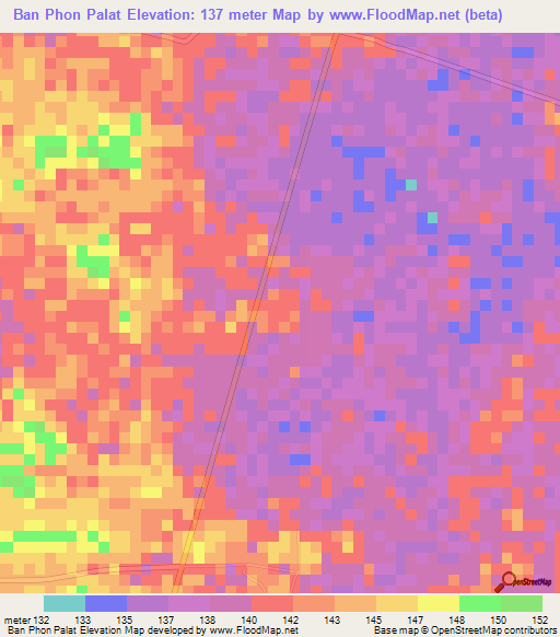 Ban Phon Palat,Thailand Elevation Map