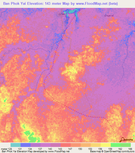 Ban Phok Yai,Thailand Elevation Map