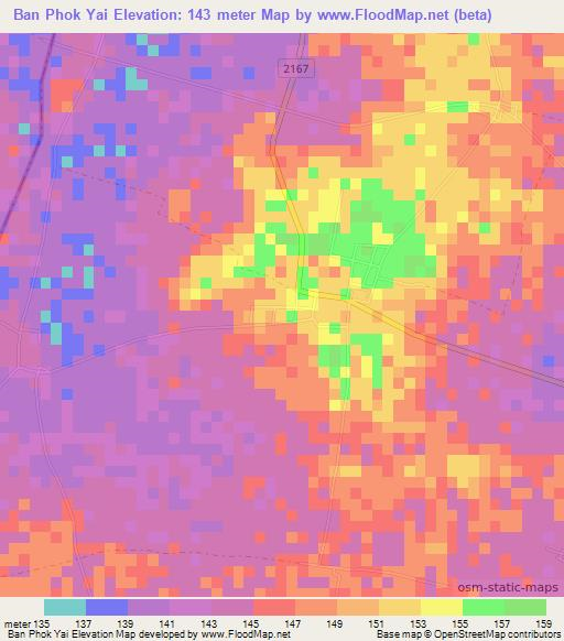 Ban Phok Yai,Thailand Elevation Map
