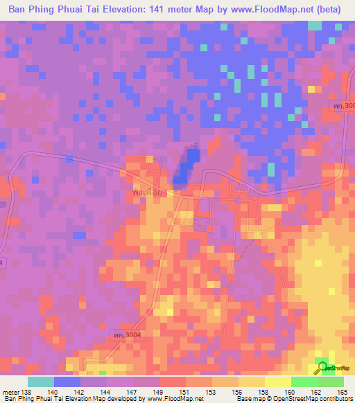 Ban Phing Phuai Tai,Thailand Elevation Map