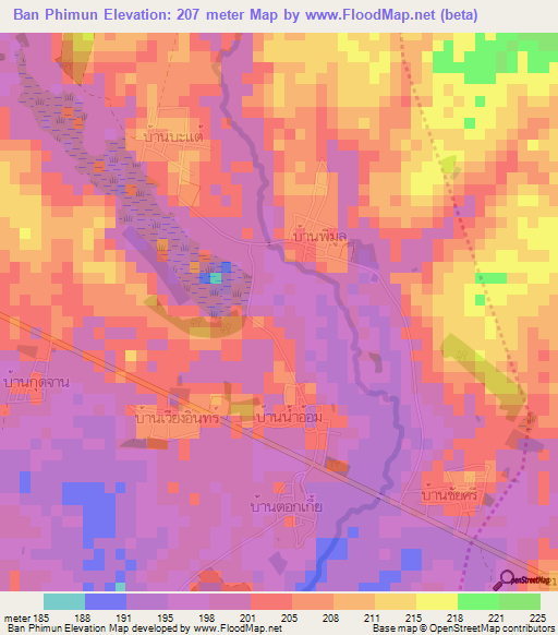 Ban Phimun,Thailand Elevation Map