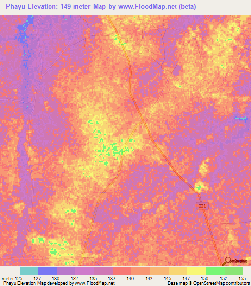 Phayu,Thailand Elevation Map