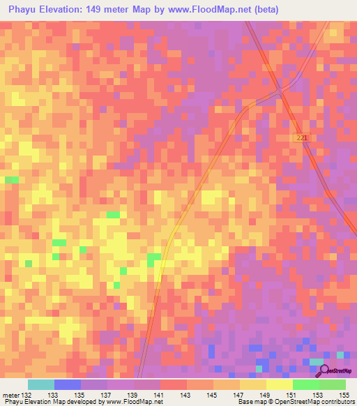 Phayu,Thailand Elevation Map