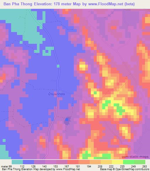 Ban Pha Thong,Thailand Elevation Map