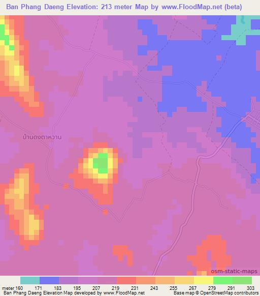 Ban Phang Daeng,Thailand Elevation Map
