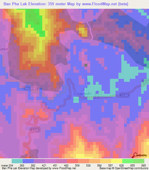 Ban Pha Lak,Thailand Elevation Map