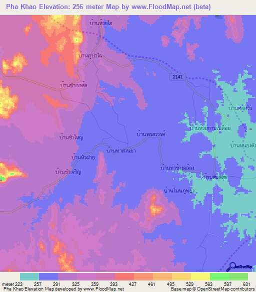Pha Khao,Thailand Elevation Map