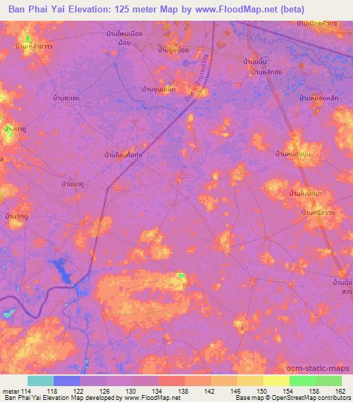 Ban Phai Yai,Thailand Elevation Map