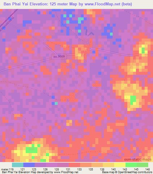 Ban Phai Yai,Thailand Elevation Map