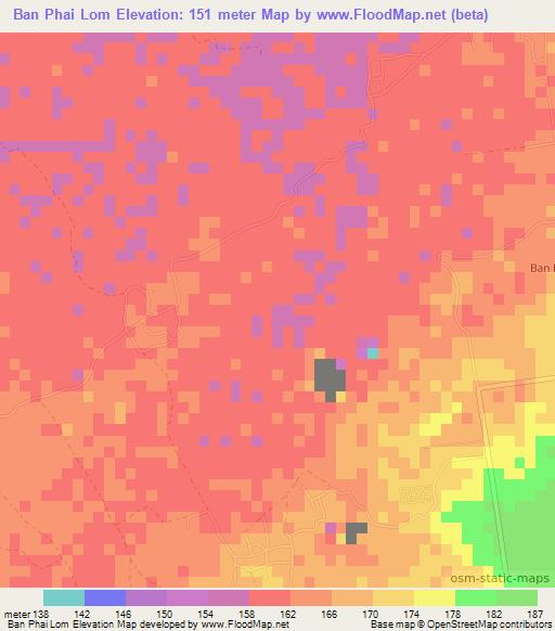 Ban Phai Lom,Thailand Elevation Map