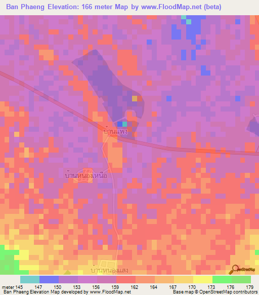 Ban Phaeng,Thailand Elevation Map