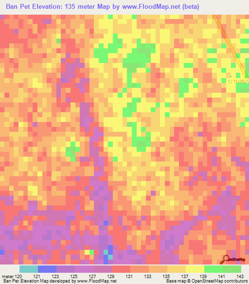 Ban Pet,Thailand Elevation Map