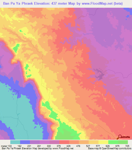 Ban Pa Ya Phraek,Thailand Elevation Map