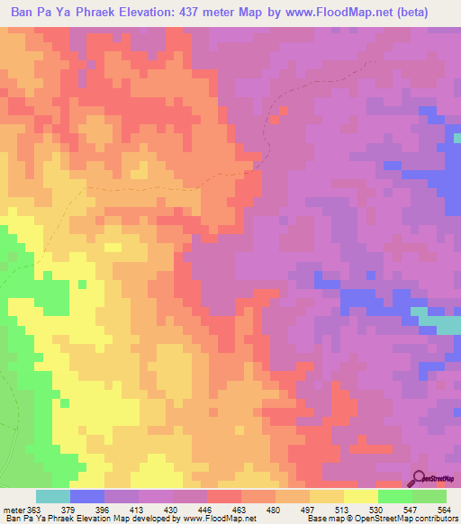 Ban Pa Ya Phraek,Thailand Elevation Map