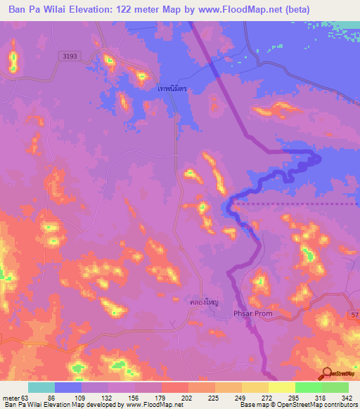 Ban Pa Wilai,Thailand Elevation Map