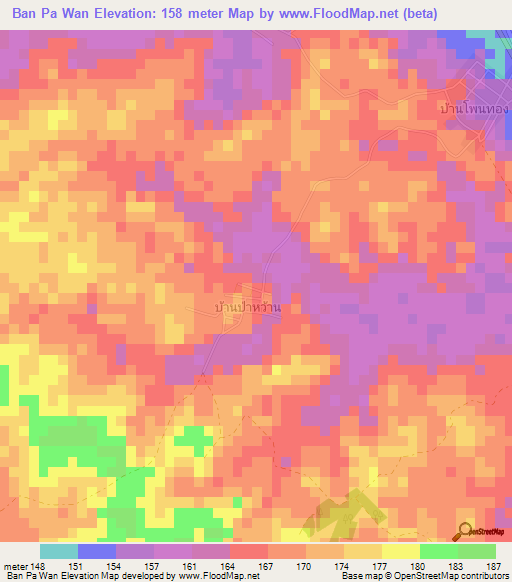 Ban Pa Wan,Thailand Elevation Map
