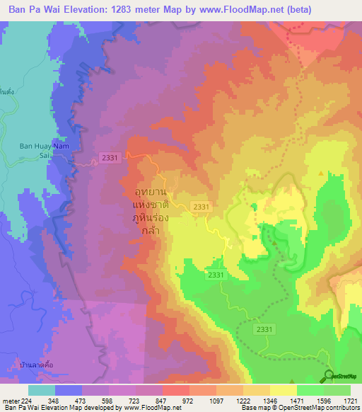 Ban Pa Wai,Thailand Elevation Map