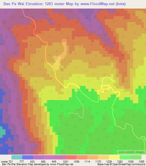Ban Pa Wai,Thailand Elevation Map
