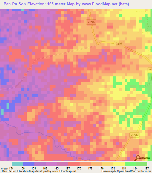 Ban Pa Son,Thailand Elevation Map