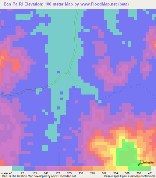 Ban Pa Ri,Thailand Elevation Map