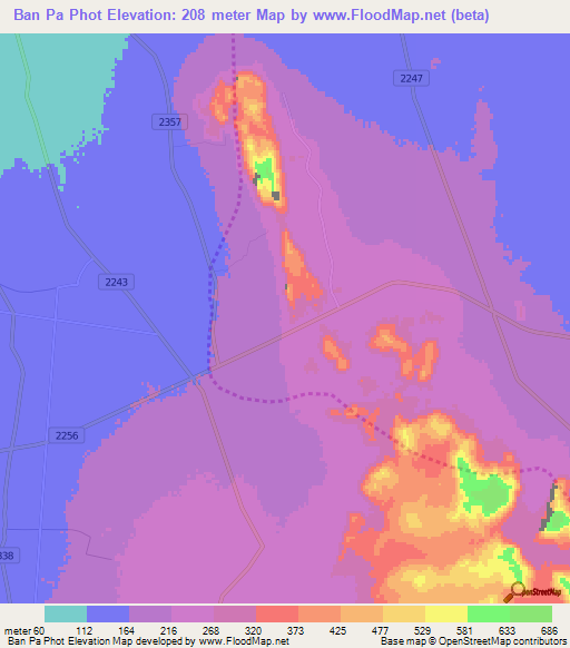 Ban Pa Phot,Thailand Elevation Map
