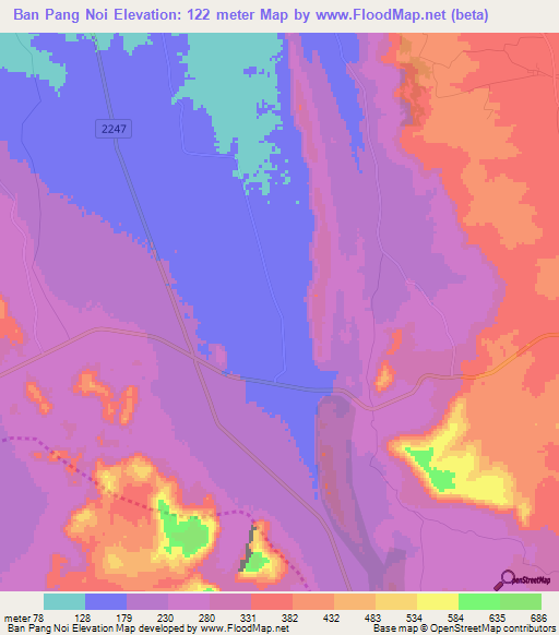 Ban Pang Noi,Thailand Elevation Map