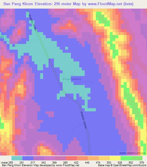 Ban Pang Khom,Thailand Elevation Map