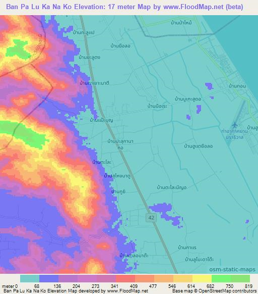 Ban Pa Lu Ka Na Ko,Thailand Elevation Map