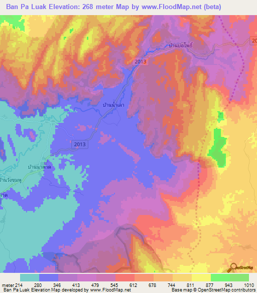 Ban Pa Luak,Thailand Elevation Map
