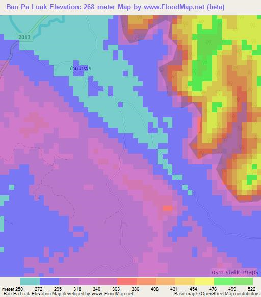 Ban Pa Luak,Thailand Elevation Map