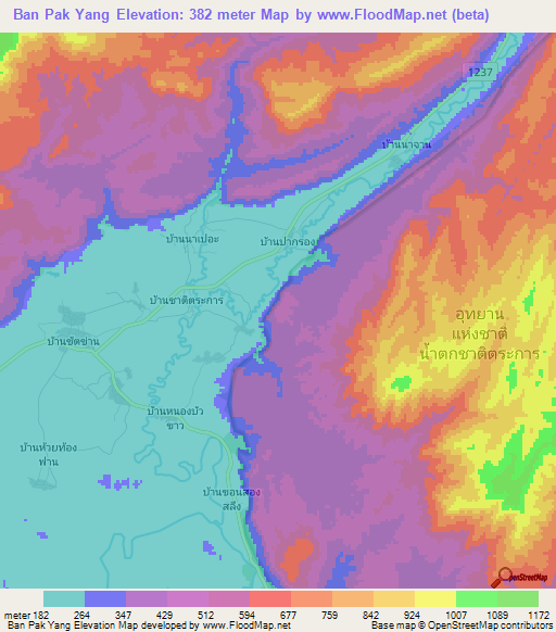 Ban Pak Yang,Thailand Elevation Map