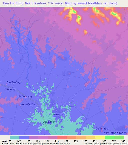 Ban Pa Kung Noi,Thailand Elevation Map