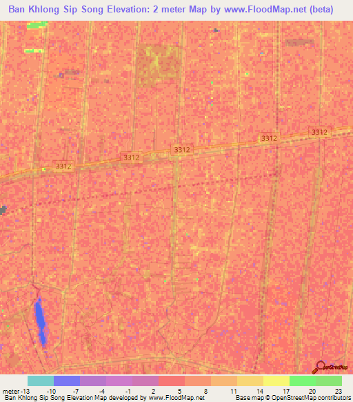 Ban Khlong Sip Song,Thailand Elevation Map