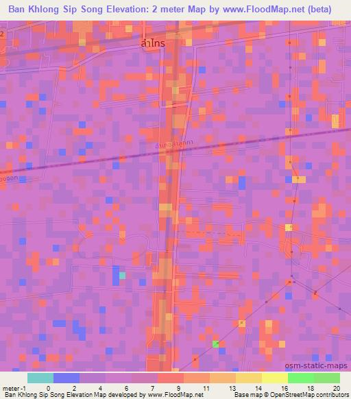 Ban Khlong Sip Song,Thailand Elevation Map