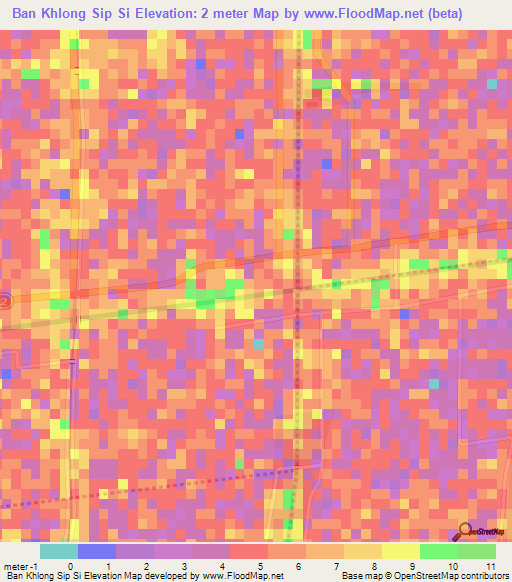 Ban Khlong Sip Si,Thailand Elevation Map