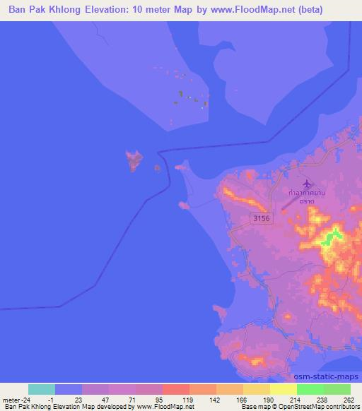Ban Pak Khlong,Thailand Elevation Map