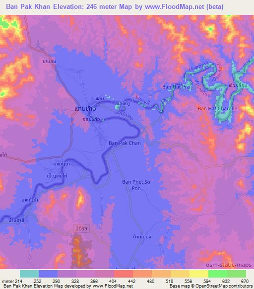 Ban Pak Khan,Thailand Elevation Map