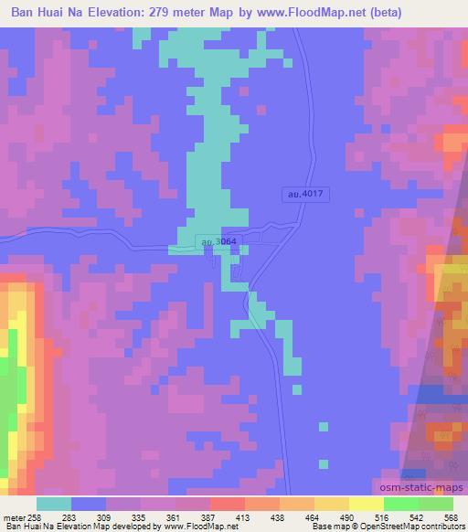 Ban Huai Na,Thailand Elevation Map