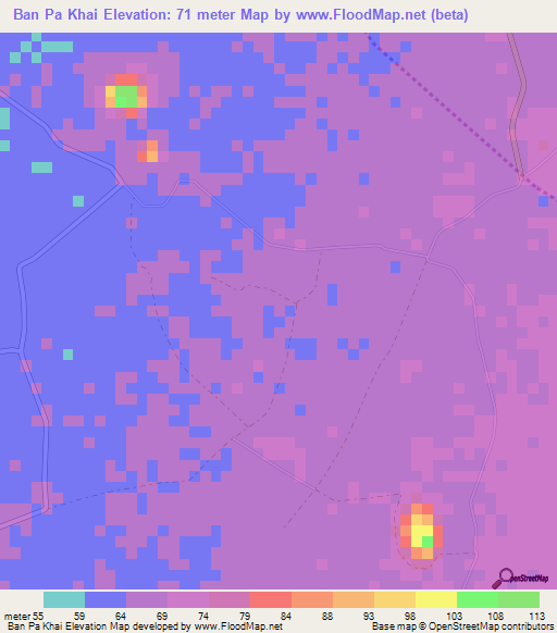 Ban Pa Khai,Thailand Elevation Map