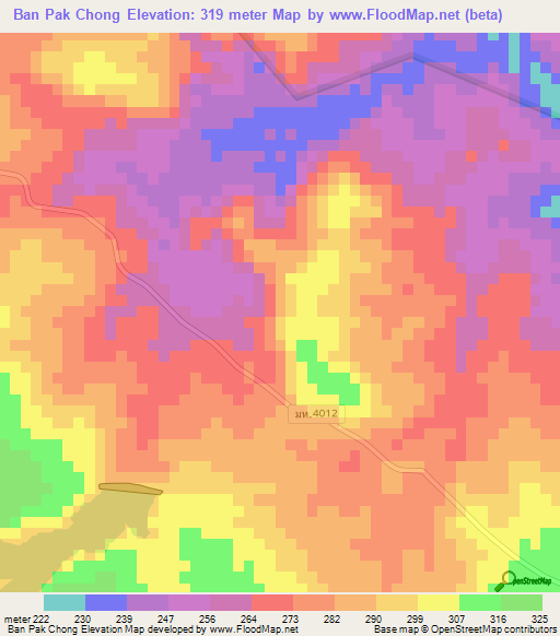 Ban Pak Chong,Thailand Elevation Map