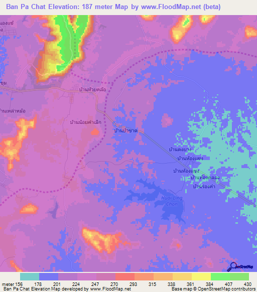 Ban Pa Chat,Thailand Elevation Map