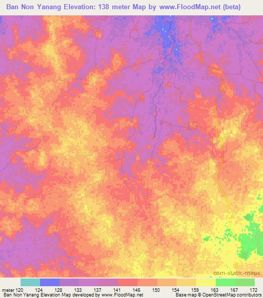 Ban Non Yanang,Thailand Elevation Map