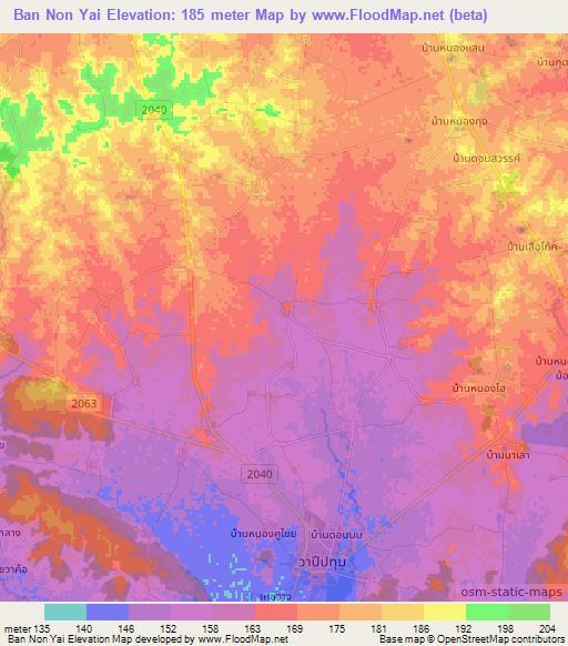 Ban Non Yai,Thailand Elevation Map