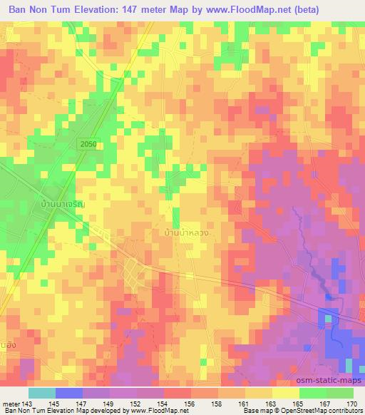 Ban Non Tum,Thailand Elevation Map