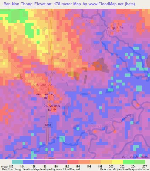 Ban Non Thong,Thailand Elevation Map