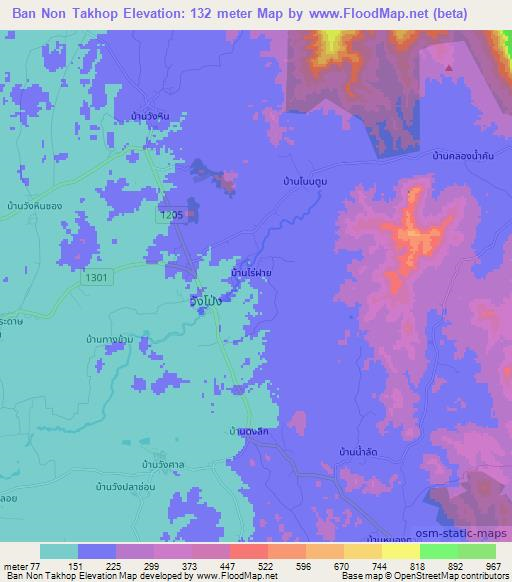 Ban Non Takhop,Thailand Elevation Map