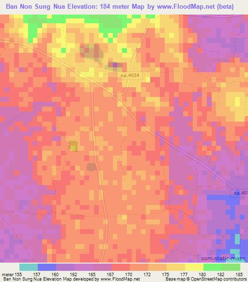 Ban Non Sung Nua,Thailand Elevation Map