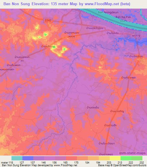 Ban Non Sung,Thailand Elevation Map