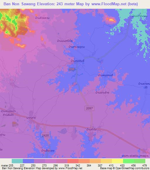 Ban Non Sawang,Thailand Elevation Map